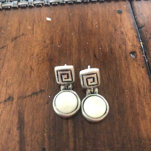 Silver and White Earrings Drop